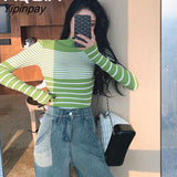 Yipinpay style Striped Slim Elasticity Women's Sweaters Turtleneck Long Sleeve Sweater Women 2023 Winter Autumn Female Pullovers