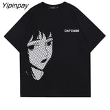 Yipinpay Men T-Shirt Oversized Harajuku Anime Girl Print Aesthetic Y2k Tops Tees Summer Short Sleeve Cotton Hip Hop Clothing