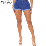 Yipinpay Cotton Stretch Button Up Cuffed Denim Shorts Women High Waist Bottom Summer With Pockets Streetwear Sexy Skinny Jean Shorts