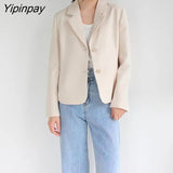 Yipinpay 2023 Autumn Korean Style Long Sleeve Pink Blazer Women Casual Fashion Ladies Suit Female Work Clothing Coat Jacket