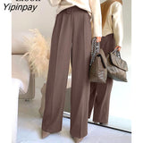 Yipinpay Baggy Suit Wide Leg Pants High Waist New Spring 2023 Summer Women Slacks With Pockets Belts Streetwear Casual Loose Pants