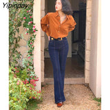 Yipinpay 2023 Winter Korean Style Long Sleeve Corduroy Shirt Women Office Lady Button Up Thick Tunic Blouse Female Clothing Tops
