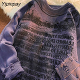 Yipinpay Sweaters Pullover Y2k Pullover Long Sleeve Top Knitting Korean Fashion Oversize Gothic Vintage Streetwear Grunge Clothing