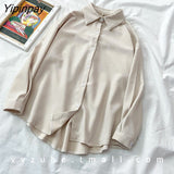 Yipinpay 2023 Autumn Korean style Long Sleeve Thick White Shirt Women Casual Button Up Solid Ladies Tunic Blouse Winter Clothing