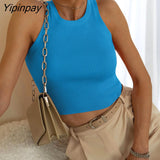 Yipinpay Sexy Knit Short Vest Women Corset Crop Top Summer 2023 Streetwear Ribbed Tank White Basic Knitting Tees Sexy Bodycon Tops