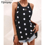 Yipinpay Polka Dot Tank Sexy Knitted Top Summer 2023 Women Rave Outfits Streetwear Sleeveless Basic Vest Knitwear Cute Crop Tops