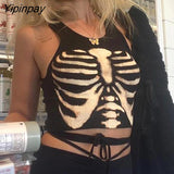 Yipinpay Knitted Crop Top y2k Aesthetic Camis Black Corset Top Women Harajuku Tee Vintage Sweats Streetwear clothes vintage