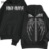 Yipinpay couple hip hop Harajuku Hoodie Y2K Skull wing Sweatshirt Cartoon BF Fleece Hoodie Casual paint Pullover Unisex