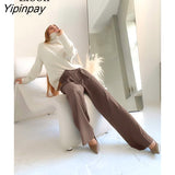 Yipinpay Baggy Suit Wide Leg Pants High Waist New Spring 2023 Summer Women Slacks With Pockets Belts Streetwear Casual Loose Pants