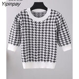 Yipinpay Print Knit T Shirts Ribbed Crop Top Women Pullovers 2023 Summer Basic Tees Streetwear Short Tshirt Sexy Bodycon Tops