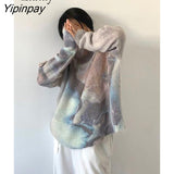 Yipinpay 2023 Winter Korean style Long Sleeve tie dye Sweater Women Casual Loose O Neck Ladies Pullover Fall Female Clothing Tops
