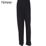 Yipinpay Women Baggy Suit Pants Wide Leg High Waist New Spring 2023 Summer Black Slacks With Pockets Streetwear Casual Trousers
