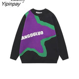 Yipinpay 2023 Winter Streetwear Star Embroidery O Neck Women Sweaters Oversize Long Sleeve Ladies Knit Pullovers Female Clothing