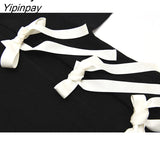 Yipinpay Winter Sweet Bow Black Women Sweater Chic Long Sleeve Bandage Ladies Warm Knit Pullover Korean Style Female Clothing Tops