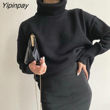 Yipinpay Women Turtleneck Baggy Sweater Pullovers Long Sleeve Loose Knitted Tops Streetwear Thick Jumper 2023 Autumn Winter Knit Sweaters