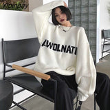 Yipinpay Loose Letter embroidery Women Sweaters Korea Oversize Knit Woman Sweater 2023 Winter Fashion Female Pullover Clothing