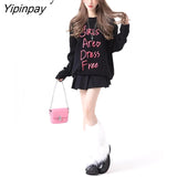 Yipinpay 2023 Winter Oversize Long Sleeve Women Sweater Streetwear O Neck Letter Print Knit Ladies Pullover Female Clothing Tops