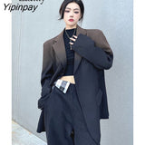 Yipinpay 2023 Spring New In Gradient Loose Women Blazer Streetwear Oversize Long Sleeve BF Ladies Suit Winter Female Blazers