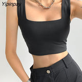 Yipinpay Summer Crop Top Corset Tank Top Streetwear Cropped Vintage Casual Sexy Solid Harajuku Camisole Aesthetic Y2k Tops Clothes