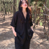 Yipinpay Summer Short Sleeve Button Chiffon Women Shirt Korean style Stripe Loose Ladies Blouse Beach Vacation Female Clothes Tops