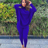 Yipinpay Women Solid Turtleneck Jumper Two Piece Sets Female Oversized Long Sleeve Sweater Tight Pants Suit 2023 Ladies Office Outfits