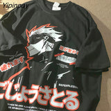 Yipinpay Men T-Shirt Oversized Anime Hip Hop Harajuku Jujutsu Kaisen Short Sleeve Dropshipping Streetwear Loose Tops Tee Graphic Clothes
