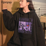 Yipinpay Women Hoodies Hunter X Hunter Women Pullovers Hoodies Sweatshirts Killua Zoldyck Devil Eye Print Anime Hoody Streetwear Tops
