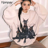 Yipinpay 2023 Winter Hip Hop Dog Print Women Sweatshirt Streetwear Oversize Long Sleeve Thick Ladies Hoodies Female Pullover Tops