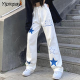 Yipinpay Women's Pants Trousers Oversize Y2k Harajuku Star Print High Waist Streetwear Jeans Korean Fashion Aesthetic Female Clothing