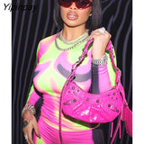 Yipinpay Blocking Print Shorts Set Women O-neck Long Sleeve Tops Skinny Sheath Shorts Matching Set Female Fashion Casual Outifits