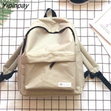 Yipinpay Women's Backpack Oversized Hip Hop Fashion Solid Zipper Canvas Harajuku Shoulder Bag Teenager Girls School Bag Kawaii Female Bag