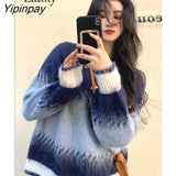 Yipinpay 2023 Winter Korea Style Gradient O Neck Women Sweater Casual Loose Long Sleeve Warm Ladies Knit Pullover Female Clothing