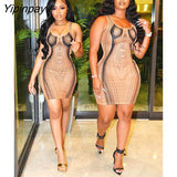 Yipinpay Women Fashion 3D Printing Backless Dress Female Sexy U Neck Sleeveless Pencil Dresses 2023 Elegant Chic Party Club Silm Gown