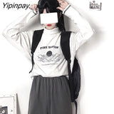 Yipinpay Women T-shirts Long Sleeve Loose Solid 2YK Turtleneck Womens T-shirt All-match Simple Leisure Korean Style Trendy Chic Soft