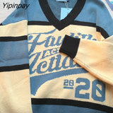 Yipinpay Women's Sweater Oversize Streetwear Pullover Harajuku Jumper Y2k Knitted Vintage Long Sleeve Top Winter Korean Fashion Clothes