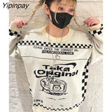 Yipinpay Women's Sweater Oversized Y2k Aesthetics Tops Knit Pullover Jumper Graphic Winter Streetwear Korean Fashion Long Sleeve Clothes