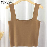 Yipinpay Sexy Knit Short Corset Tops Women Vest New 2023 Summer Ribbed Tank Streetwear Sleeveless Black White Knitting Crop Tops