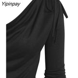 Yipinpay Neck Cinched O Ring Tee Long Sleeve Loose Tops Women's Spring Autumn Style Blouses Shirt
