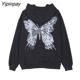 Yipinpay Women Hip Hop Women Y2k Jacket butterfly Print Coat Goth Harajuku aesthetic Clothes grunge Streetwear Hoodies Punk Jacket Zip-up