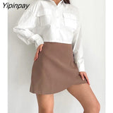 Yipinpay 2023 Spring Minimalist Long Sleeve Women Whiter Shirt Sexy Pocket Button Up Woman Crop Tops Blouse Summer Female Clothing