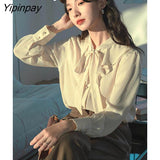 Yipinpay 2023 Summer Long Sleeve Women Chiffon Shirt Korean Style Stripe Button Ladies Blouse Office Lady Work Female Clothing
