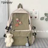 Yipinpay Women's Backpack Kawaii Y2k Harajuku Pendant Ulzzang Cute Dropshipping School Bags Zipper Ins Korean Fashion Vintage Female Bag