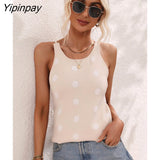 Yipinpay Polka Dot Tank Sexy Knitted Top Summer 2023 Women Rave Outfits Streetwear Sleeveless Basic Vest Knitwear Cute Crop Tops