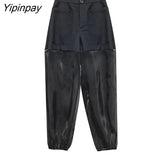 Yipinpay 2023 Summer Street Style Patchwrok Transparent Pants Women Y2K Hip Hop Gauze Hight Waist Black Ladies Harem Pants