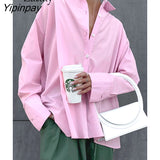 Yipinpay 2023 Spring New In Streetwear Long Sleeve Pink Shirt Women Korea Style Button Up Woman Tunic Blouse Female Clothing Tops