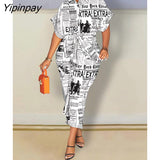 Yipinpay Women's Satin Printed Slim Maxi Dress Summer Casual Button Lace Up Short Sleeve Dress Elegant Fashion Office Lady Dresses