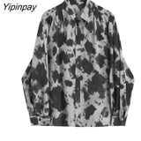 Yipinpay Harajuku Loose Long Sleeve Women Shirt Leopard Print Button Oversize Blouse 2023 Summer Hight Street Female Clothing Tops