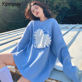 Yipinpay 2023 Winter Korean Style Long Sleeve Heart Appliques Knit Sweater Women Casual O Neck Ladies Pullover Female Clothing Top