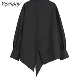 Yipinpay Spring Streetwear Puff Long Sleeve Women's Shirt Oversize Solid Color irregular Button Up Ladies Shirts Blouse Loose Tops