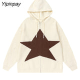 Yipinpay Women's Sweater Hoodies Cardigans Star Knit Long Sleeve Top Oversized Winter Coats Korean Fashion Jumper Y2k Streetwear Clothes